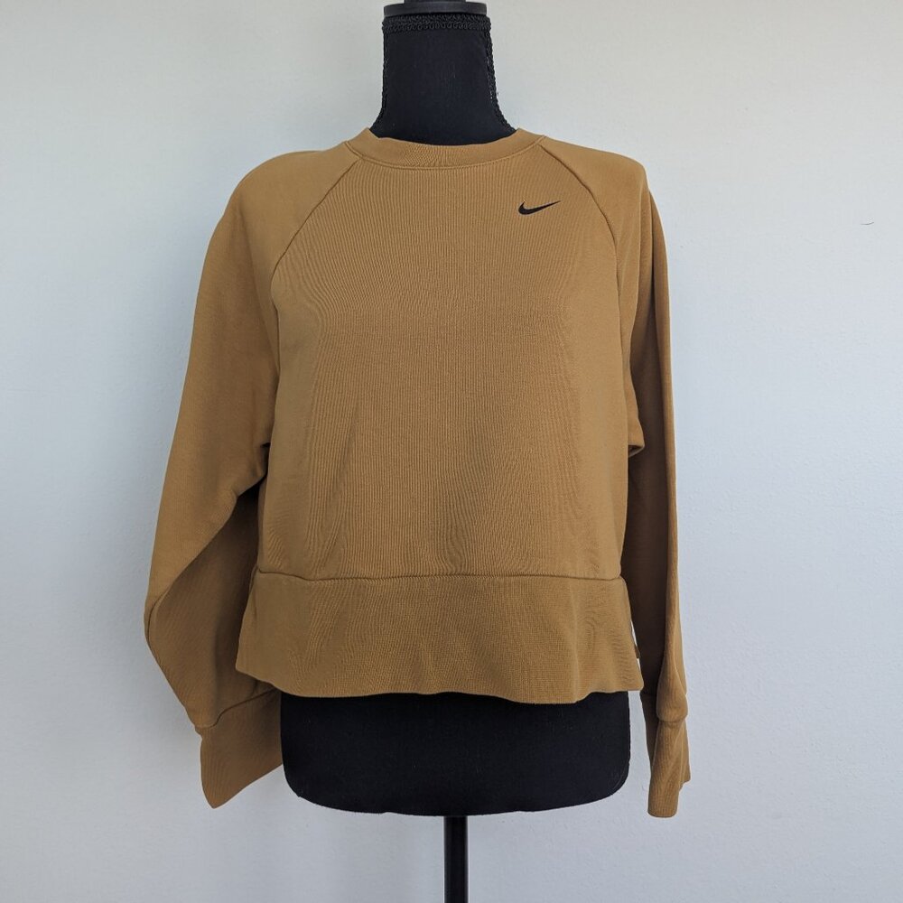 Nike dri-fit sweater women's xs gold yellow vent running outdoor hiking
